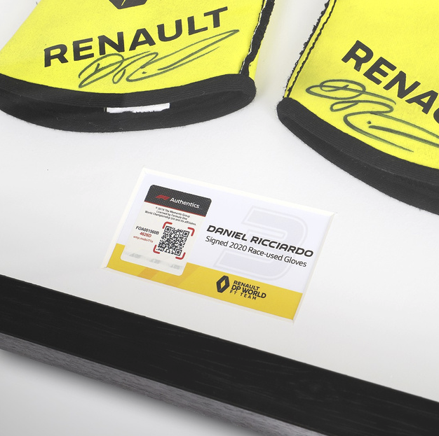 Daniel Ricciardo framed race-worn gloves